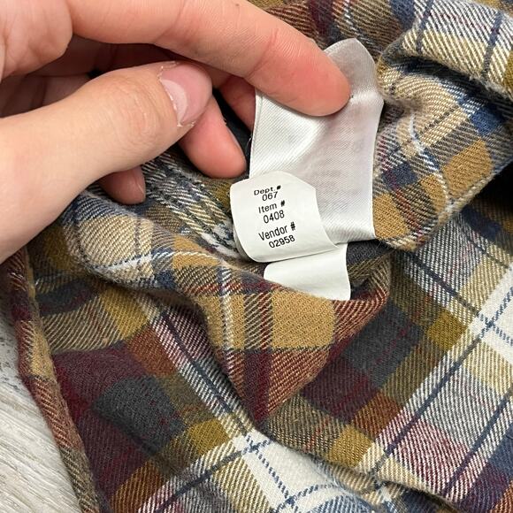 Eddie Bauer Red Yellow Tartan Plaid Mens 2XL Long Sleeve Flannel Button Up Shirt - Picture 9 of 10